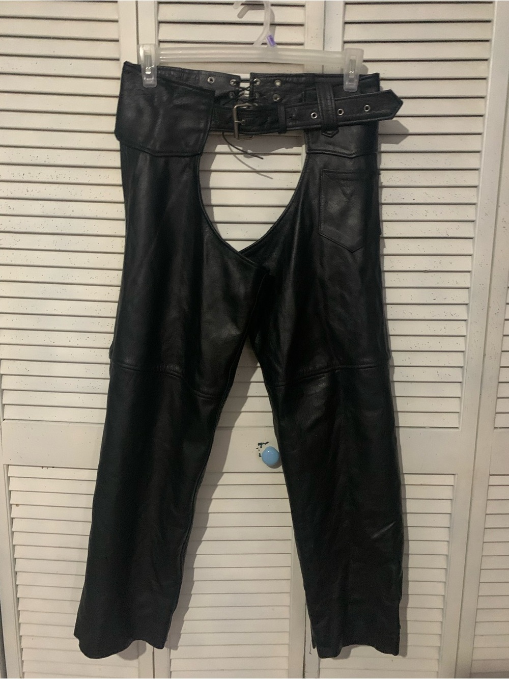 Interstate Leather Riding Motorcycle Rodeo Chaps Black Size Large